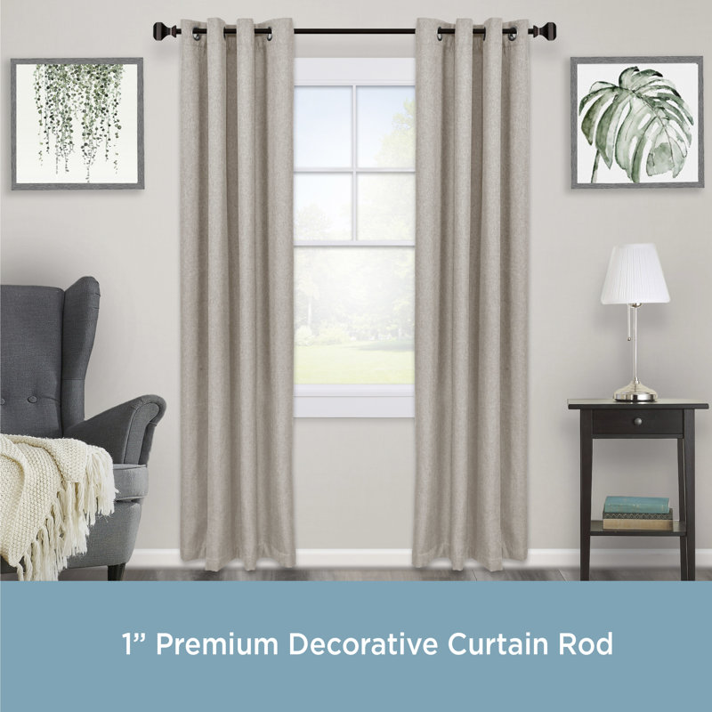 Bronze Adjustable Decorative Curtain Rod with Square Finials