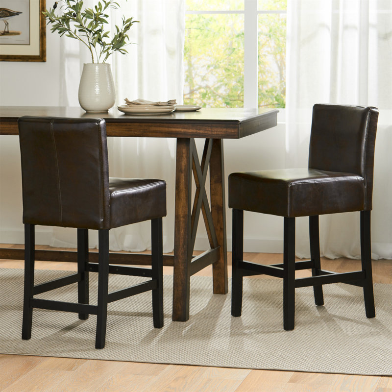 Ensemble de 2 tabourets de bar à hauteur de comptoir en cuir reconstitué 26 "Portman