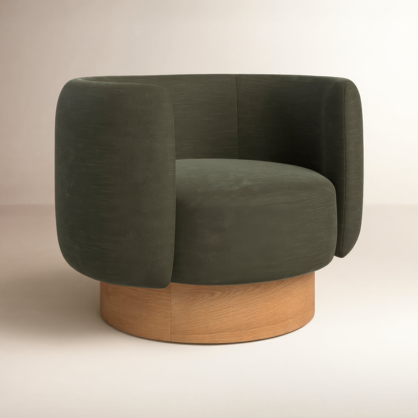 Fielding Oak Swivel Barrel Chair