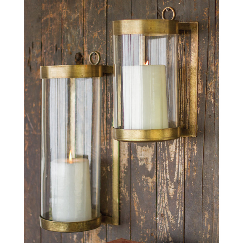 Petit ouragan mural Kalalou, petit H 12,99 po, finition métal et verre doré antique, H 12,5 po x l 7 po x P 6,5 po