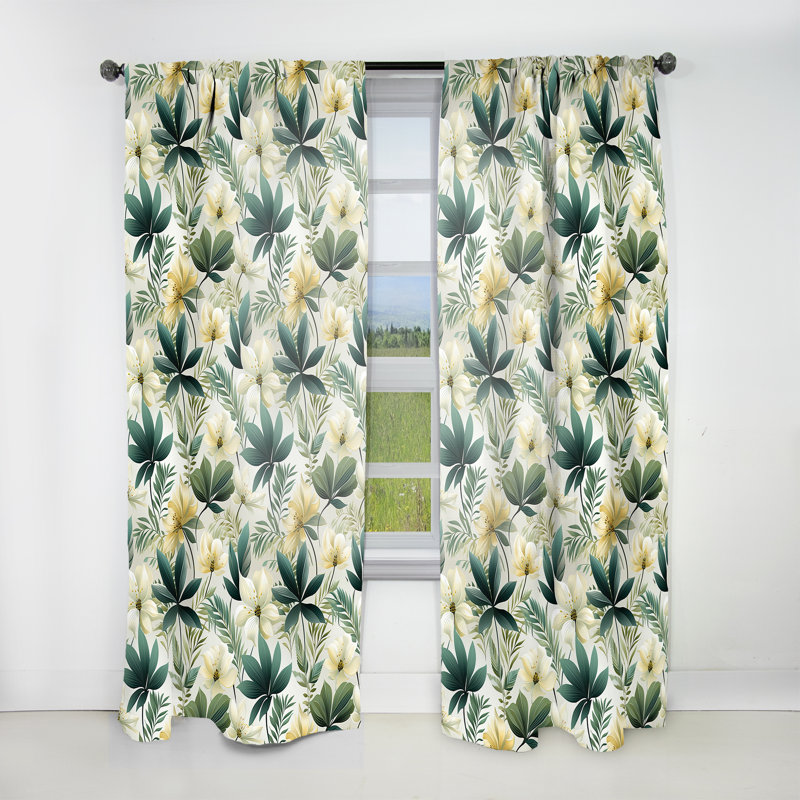 Minimaliste motif tropical Flora III - Rideau floral - Rideau floral obscurcissant - 1 panneau, L 52 po x L 63 po