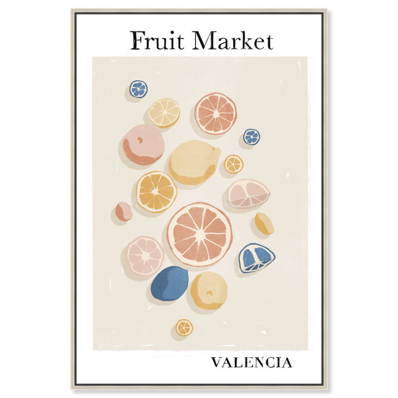 «Fruit Market Valencia» par Art Remedy, H 16 po x l 11 po, Cadre noir