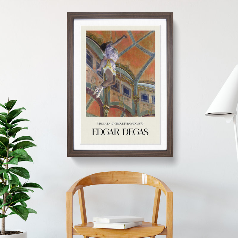 Circus Performer Miss La La by Edgar Degas - Picture Frame Art Prints, 36cm H x 27cm W x 2cm D, Walnut