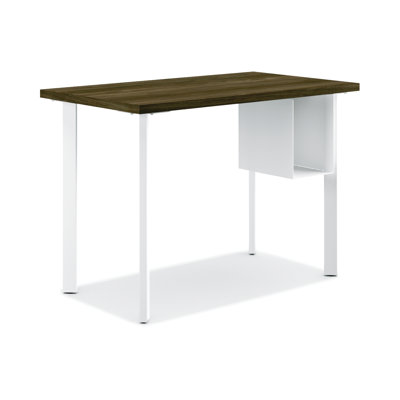 Bureau HON Coze avec rangement en U, plateau en noyer Florence, structure blanche, l 48 po
