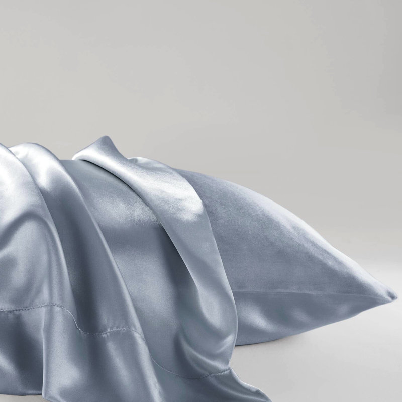 Drap-housse pour grand lit 6 pièces en satin de satin bleu pour grand matelas doux pour la peau et les cheveux