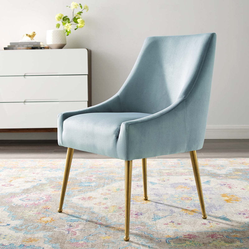 Chaise en velours argenté Orchid Allison, 1, Bleu clair