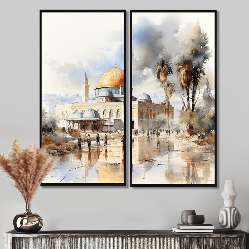 Art mural 2 pièces, 32" H x 32" W, Black, Impression encadrée flottante