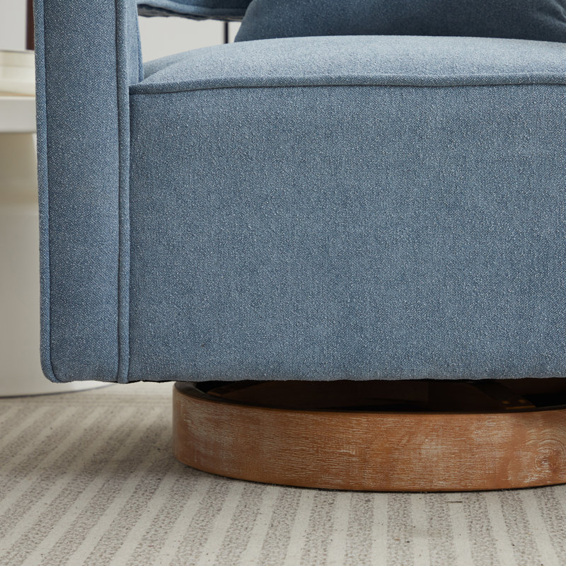 Fauteuil demi-tonneau pivotant de 28,94 pouces de largeur Lysistrate (ensemble de 2), Polyester bleu pâle, Brun