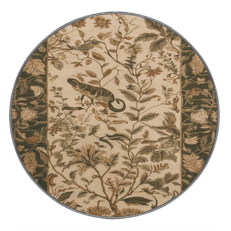 Machine Washable Nature Brown Area Rug, Round 8'