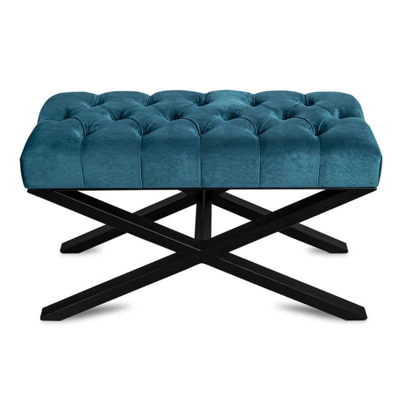 Laffoon Velvet Upholstered Bench, H40 x W60 x D40cm, Sea Green