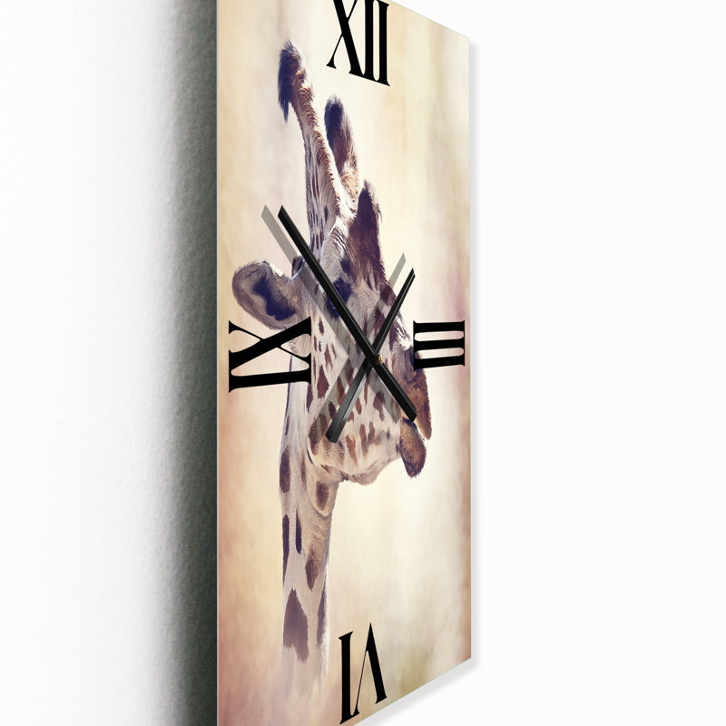 Portrait d'une girafe III - Horloge murale de ferme, Petit