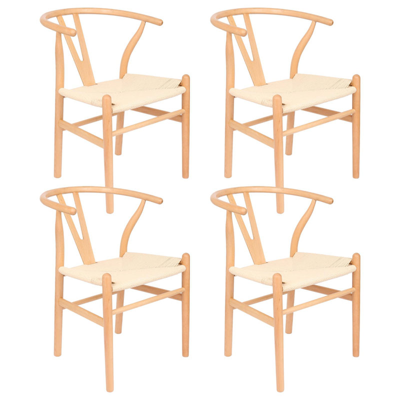 Nicholas Winter Scandi Danish Style Solid Wood Dining Chairs, 4, Brown/Natural