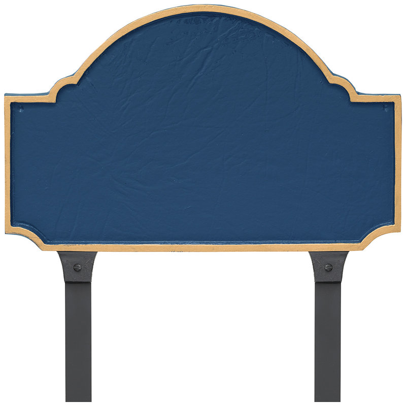 Enseigne d’adresse pour pelouse sur 1 ligne, Bleu de mer / doré, Oui