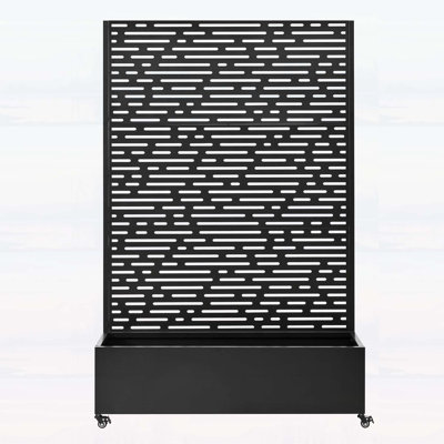 Metal Raised Garden Bed With Wheels And Trellis, Planter Box For Climbing Plants, Vegetables & Vines, Features Privacy Screen And Drainage Holes