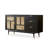 Mid-Century Modern Solid Wood Rattan Sideboard