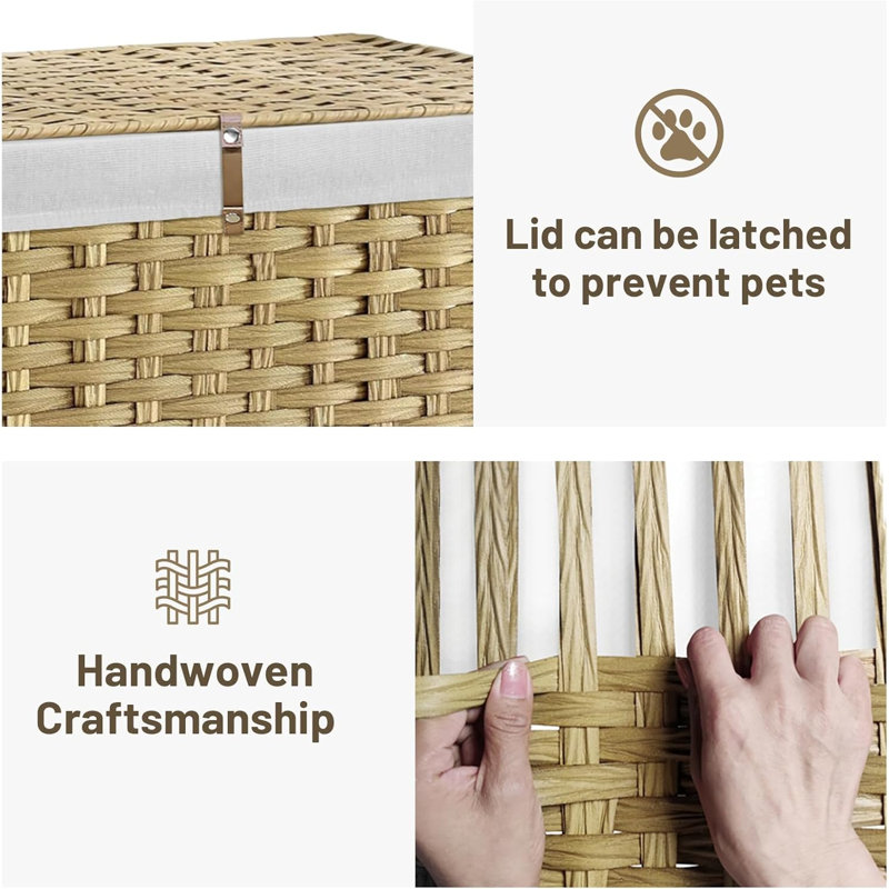 Panier de rangement en osier 180l avec couvercle