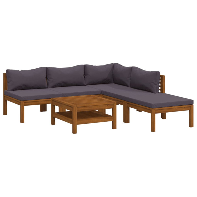 Takeira 6 Piece Lounge Sectional Seating Group, Dark Gray