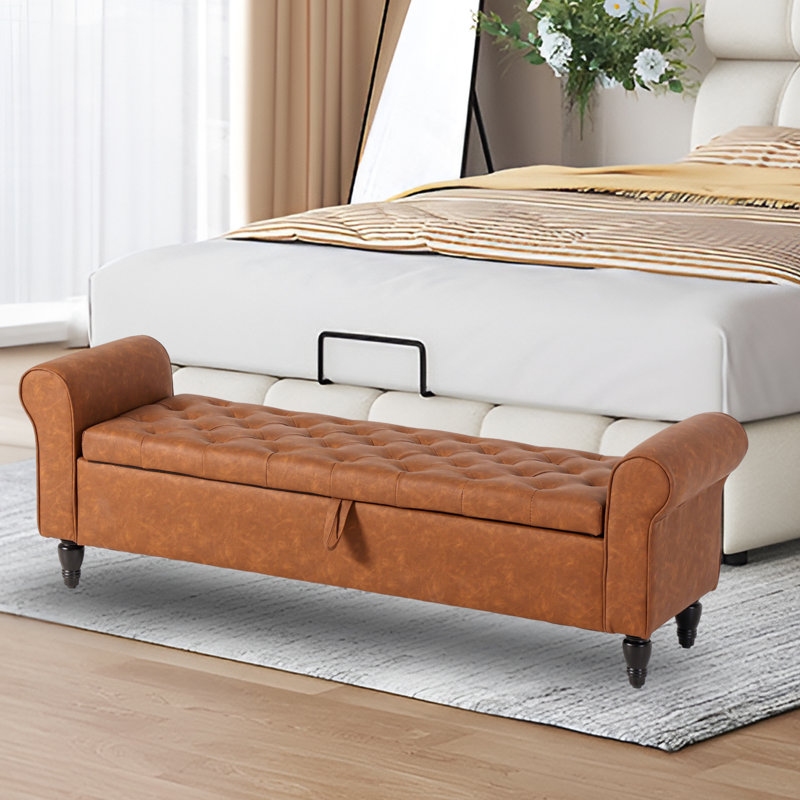 Faux Leather Upholstered Storage Bench