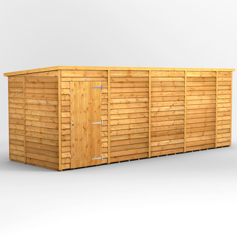 Powersheds 18 x 6ft Timber Overlap Windowless Pent Garden Shed