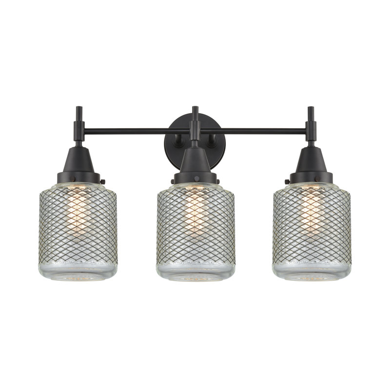 Éclairage pour meuble-lavabo à 3 lumières à intensité variable Gayle, Blanc mat, Ampoule DEL rétro 4 watts, Noir mat