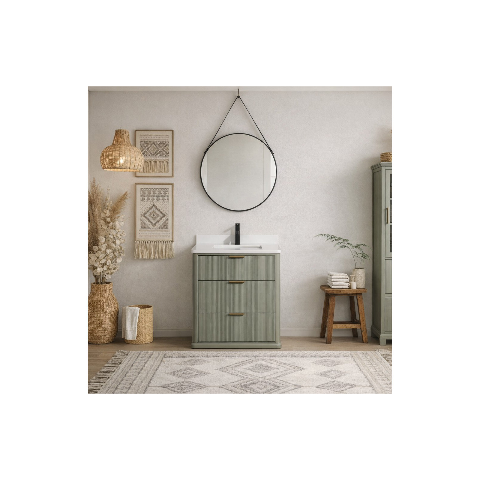 Aria 30'' Single Bathroom Vanity With Engineered Quartz Top