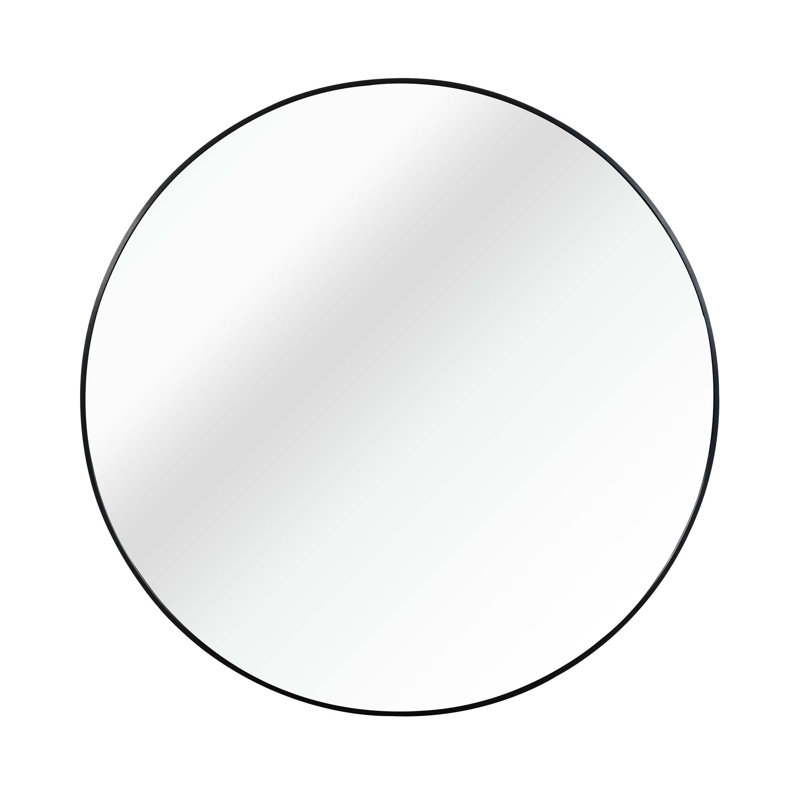 Hermien Aluminum Alloy Wall Mirror, Black, 24" x 24", Round