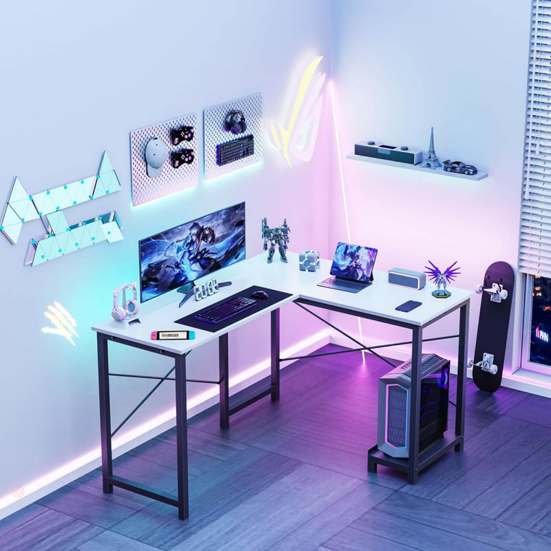 L Shaped Gaming Desk, White