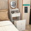 Bureau de coiffeuse blanc 3 en 1 avec miroir et 2 tiroirs de rangement, fonction de charge, tabouret rembourré, compacte pour salles d'eau, option 2 spacieuse, coiffeuse