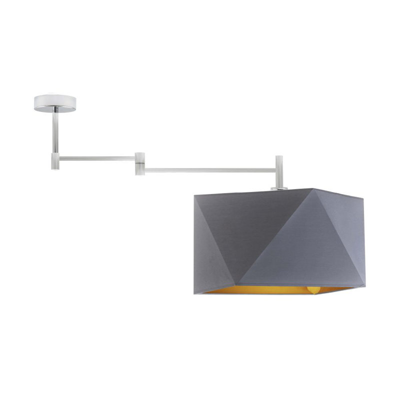 Adish Fabric Semi Flush Mount, Grey, Brushed Nickel