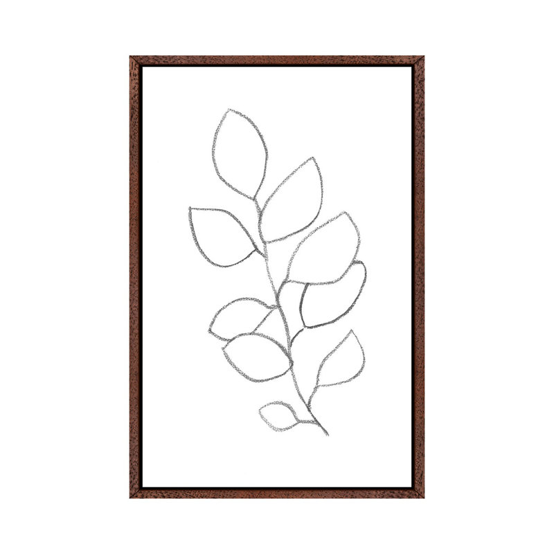 Botanical Minimal Line - Print on Canvas, 101.6cm H x 66.04cm W x 3.81cm D, Classic Brown Wood Framed