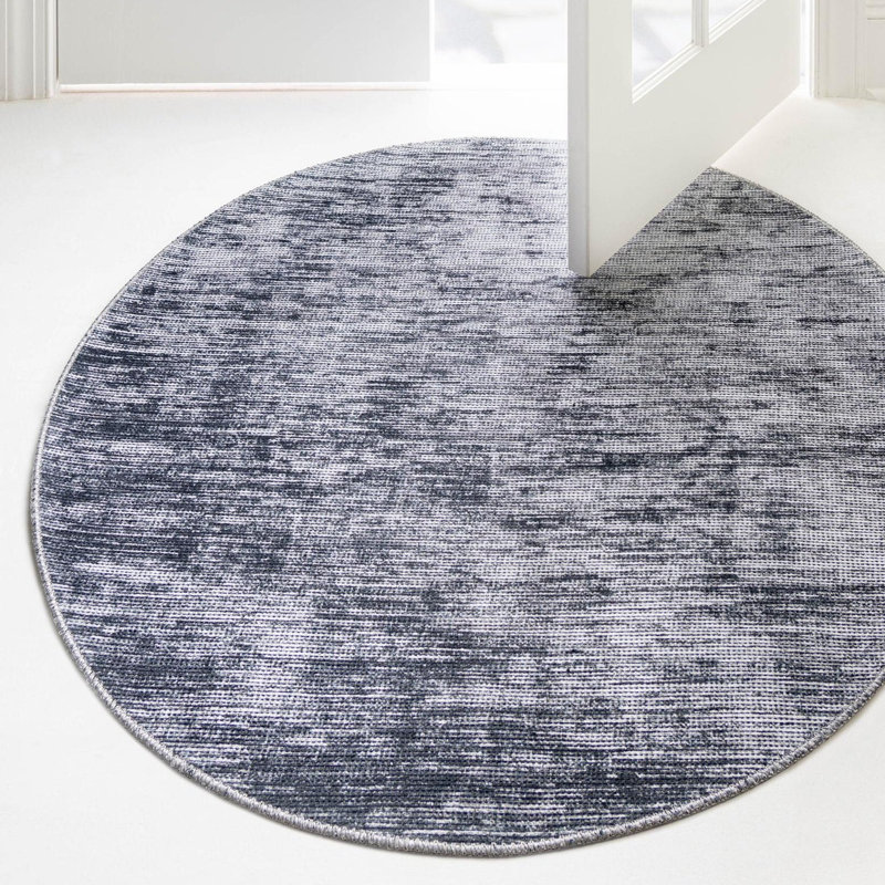 Monsour Power Loom Chenille Area Rug in Ivory/Gray, Round 7'10"