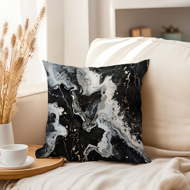 Abstract Marble Geode V Modern Throw Pillow Cover, 16x16