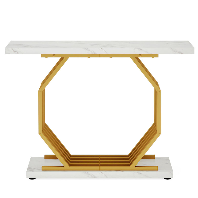 Console, table étroite avec base en métal, table d'appoint moderne pour le salon, couloir, vestibule