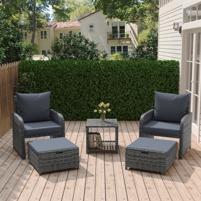 Mapleview 2-Person Patio Conversation Set with Cushions and Ottoman