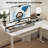 63" Height Adjustable L Shaped Standing Desk with 2 Drawers and Keyboard Tray, Electric Sit to Stand Home Office Comupter Table, Ergonomic Corner Gaming Desk, White-567009902-567009896
