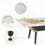 Table basse 47 po Landon avec plateau en verre texturé en marbre blanc, détails en bois cintré - assemblage facile et niveleurs stables