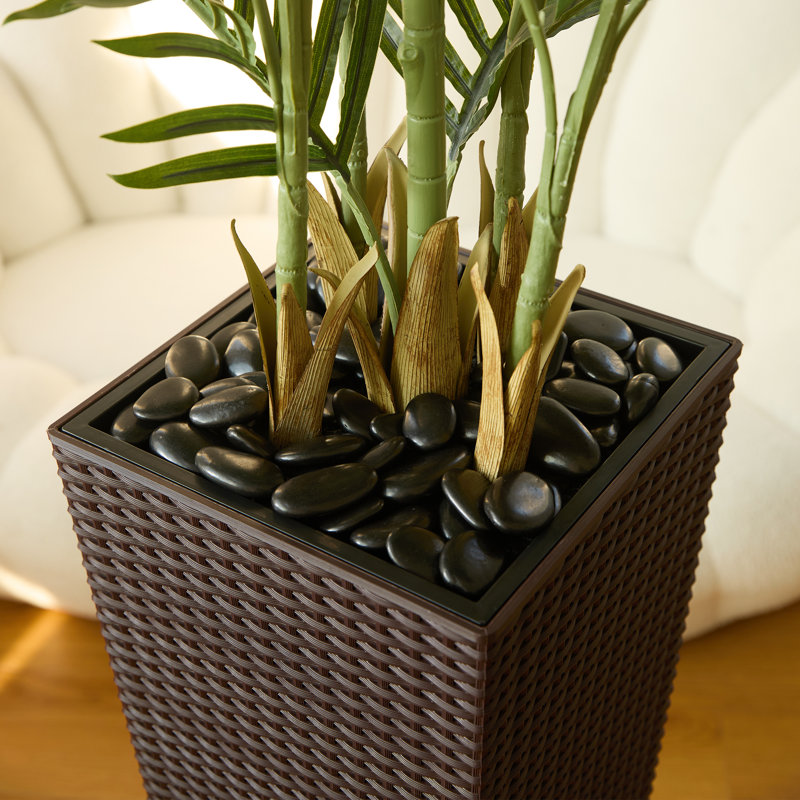 Adcock UV Resistant Artificial Palm Tree, Faux Palm Tree with Decorative Base for Indoor Outdoor, Brown