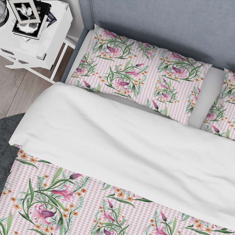 Modern & Contemporary Polyester Twill Geometric Shapes Duvet Cover, Full/Queen Duvet Cover + 2 Shams, Retro X - Pink
