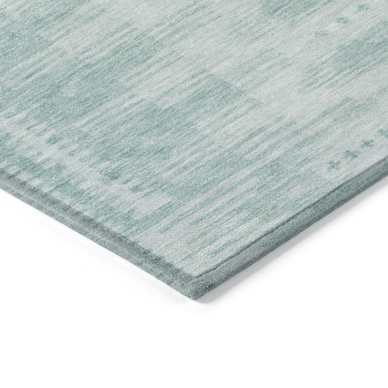 Tapis turquoise intérieur / extérieur lavable à la machine, Rectangle 5 pi x 7 pi 6 po