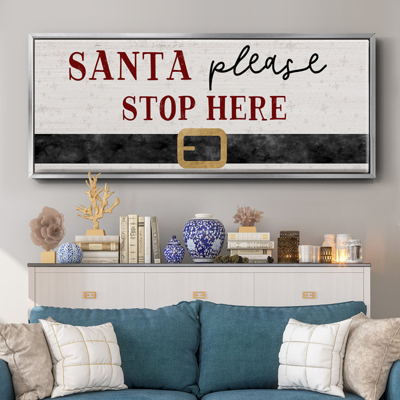 Santa Stop- Framed Canvas, 12" H x 30" W