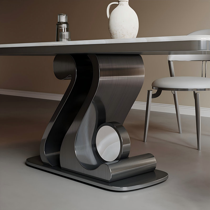 Table de salle à manger en acier inoxydable, H 29,53 po x L 55,12 po x l 31,5 po
