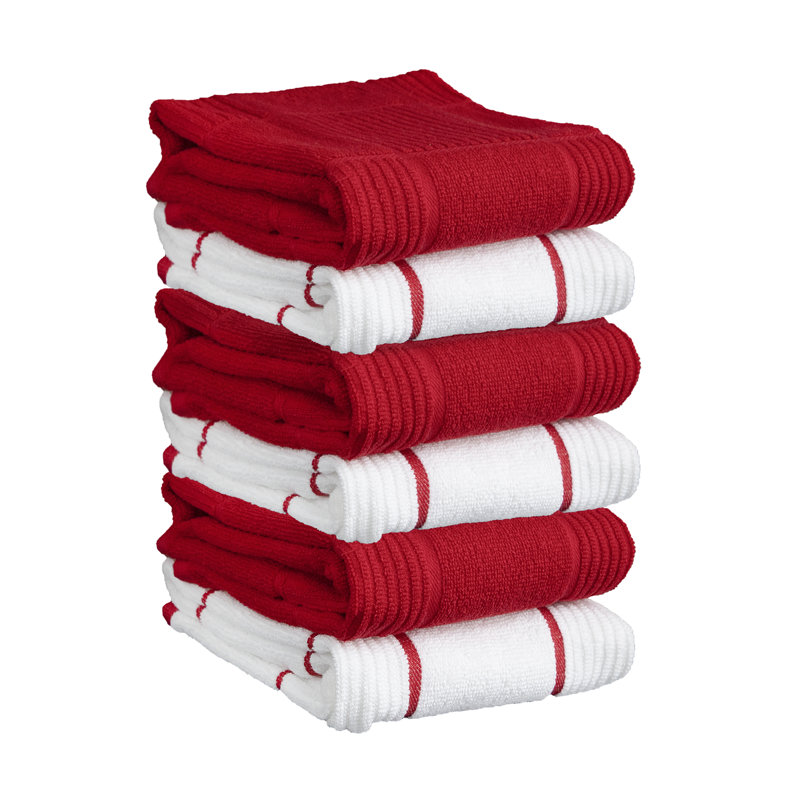 T-fal Solid and Check Dish Cloth, Red
