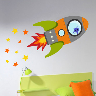 Flying Rocket Wall Stickers