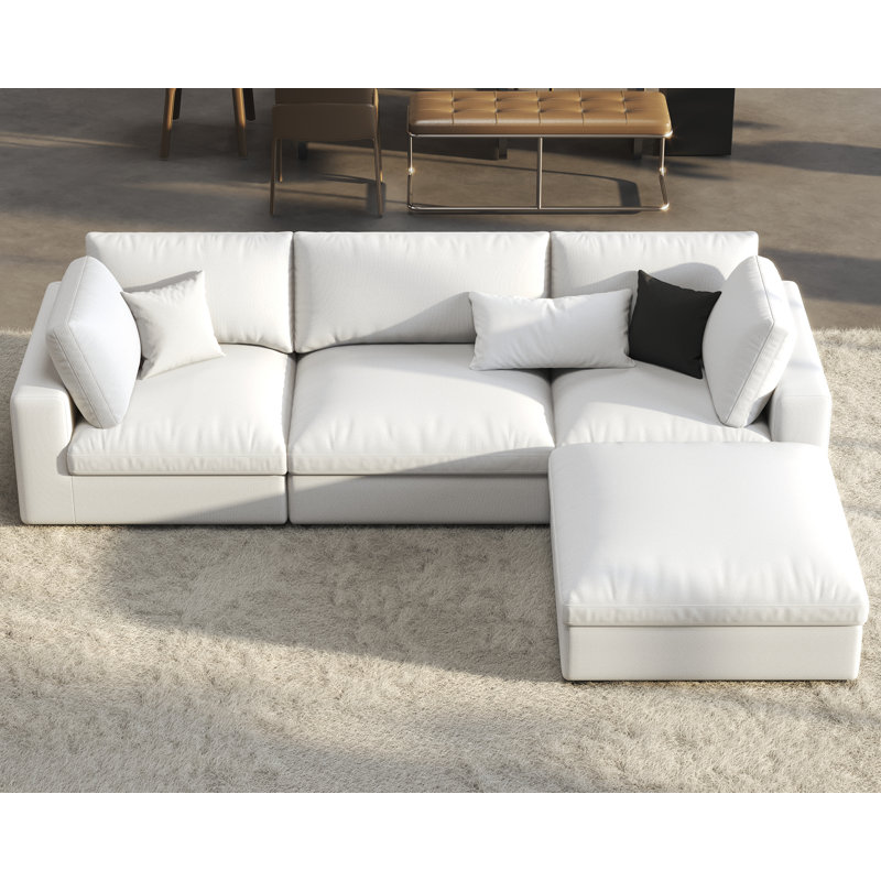 Wynnie 114" W Modular Down Filled Sectional , White Linen
