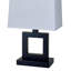 Lampe de table haute 22 po en métal avec design carré, abat-jour blanc