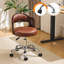 Chaise de bureau en bois en forme d'anneau avec pieds et roues-1235453048