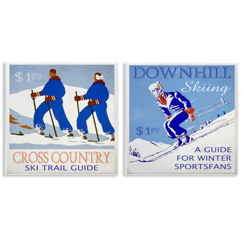  Cross Country Skiing Posters Wall Plaque Art Set by Graffi*tee Studios