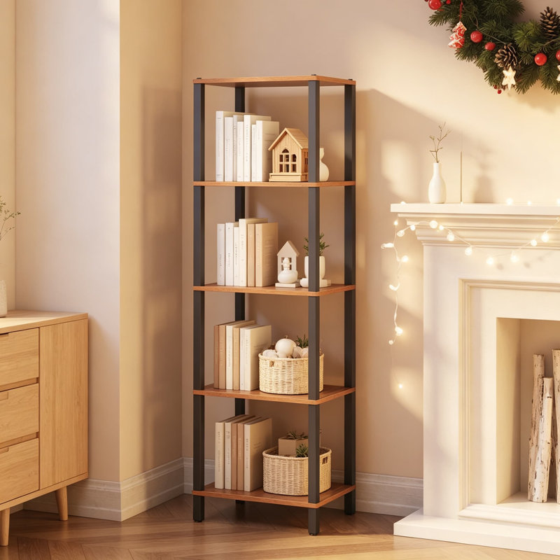 Étagère haute et étroite, bibliothèque à plusieurs niveaux et rangement pour petits espaces, étagère d'exposition polyvalente pour salon, chambre à coucher, bureau à domicile et entrée.