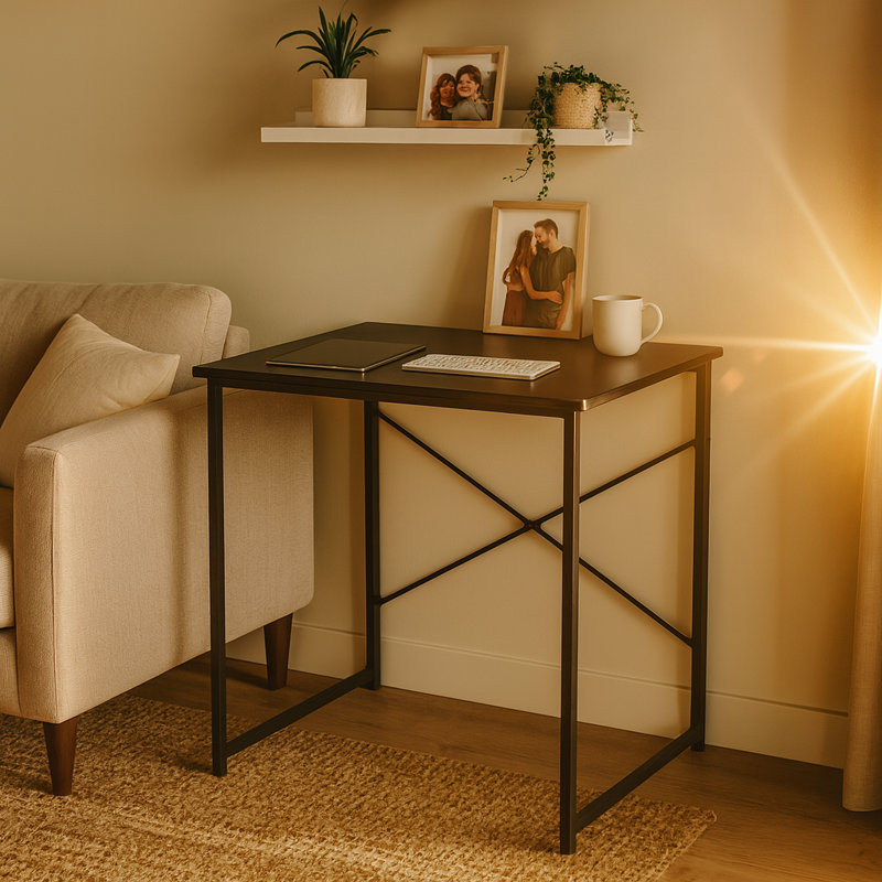 Harbour Housewares - Wooden Computer Desk, Black, Black
