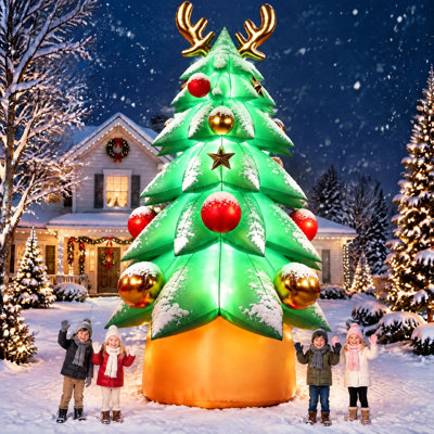 26FT Giant Inflatable Christmas Tree, Heavy Duty 420D Blow Up Tree with LED Lights & Blower, Multi-Layer D-Rings, Metal Stakes for Yard, Mall, Commercial Holiday Display